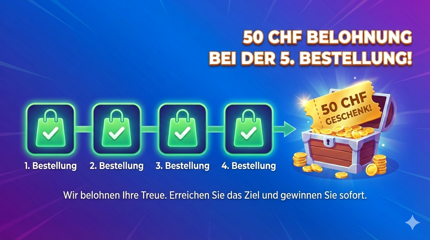Treuebonus: 50 CHF Gutschein für 10 Bestellungen